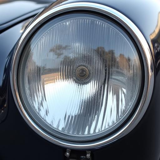 Mismo faro de coche, ahora transparente y brillante.