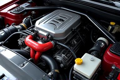 Motor de coche impecablemente limpio después de un detallado.